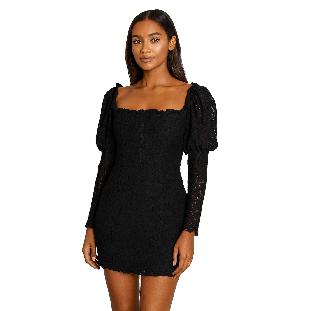 Luxxel Woman's Lace Mini Dress Size S‎ Black Dark Feminine Holiday Party Glam